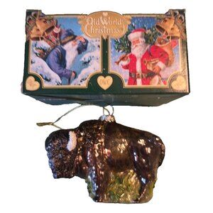 American Bison Buffalo Glass Ornament Old World Christmas in Box 2015